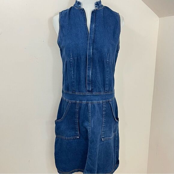 California Grown Vintage Y2K Denim Bodycon Dress L - Picture 1 of 8